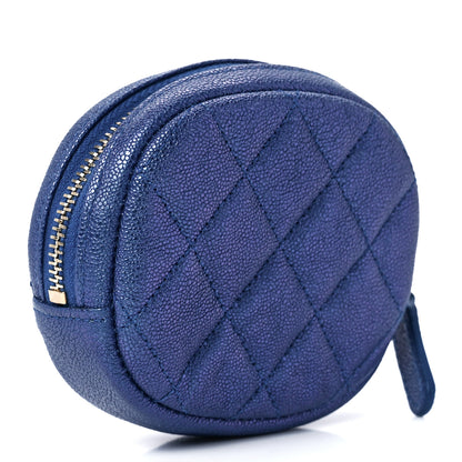 Chanel Iridescent Caviar Quilted Zip Around Classic Coin Purse Blue 3 of 11