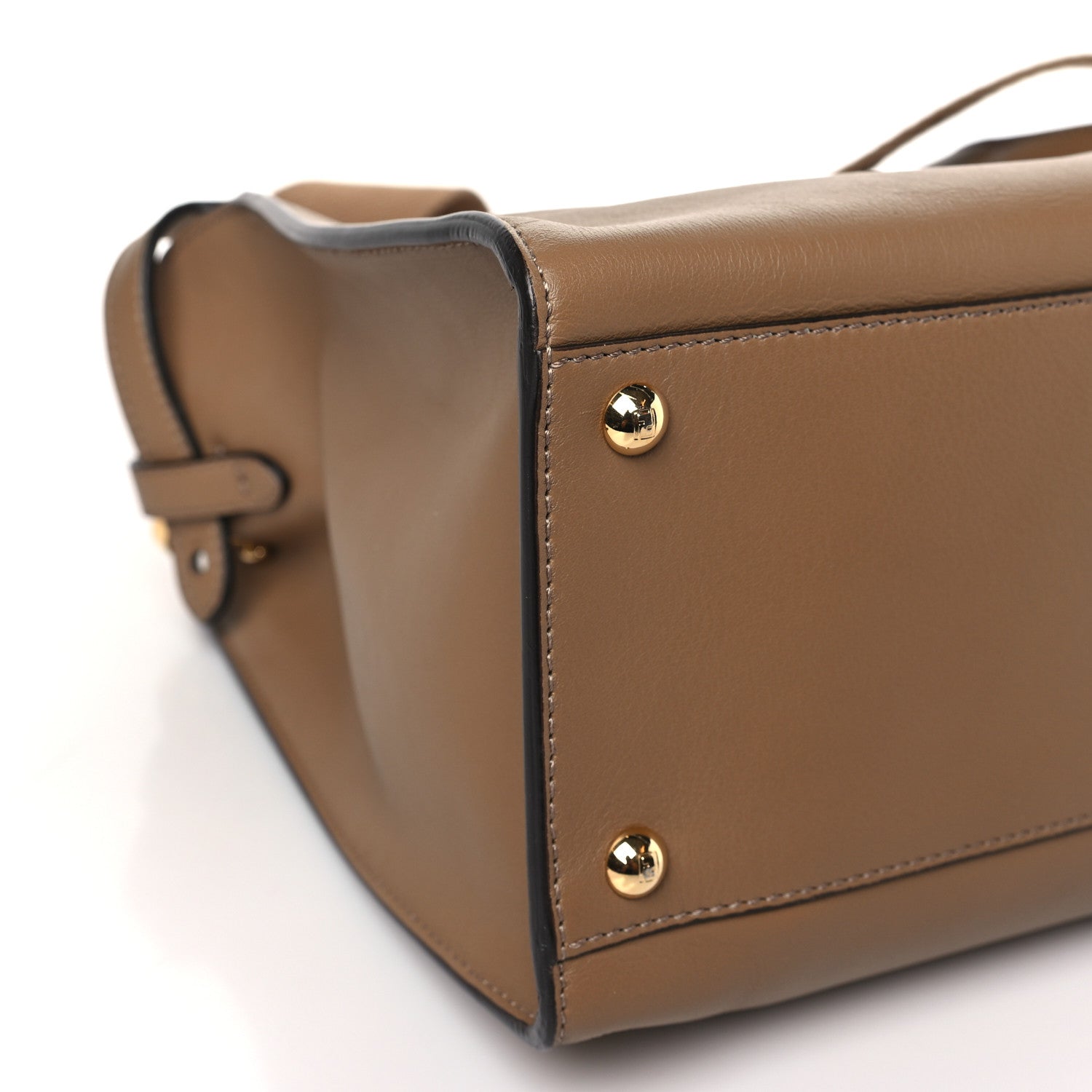 Fendi Vitello Seta Glazed Fabric FF 1974 Medium Peekaboo X-Lite Sand Mogano Panna 7 of 8