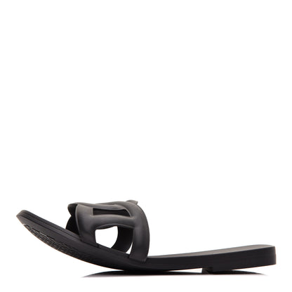 Hermes Rubber Aloha Sandals 36 Black 1 of 8