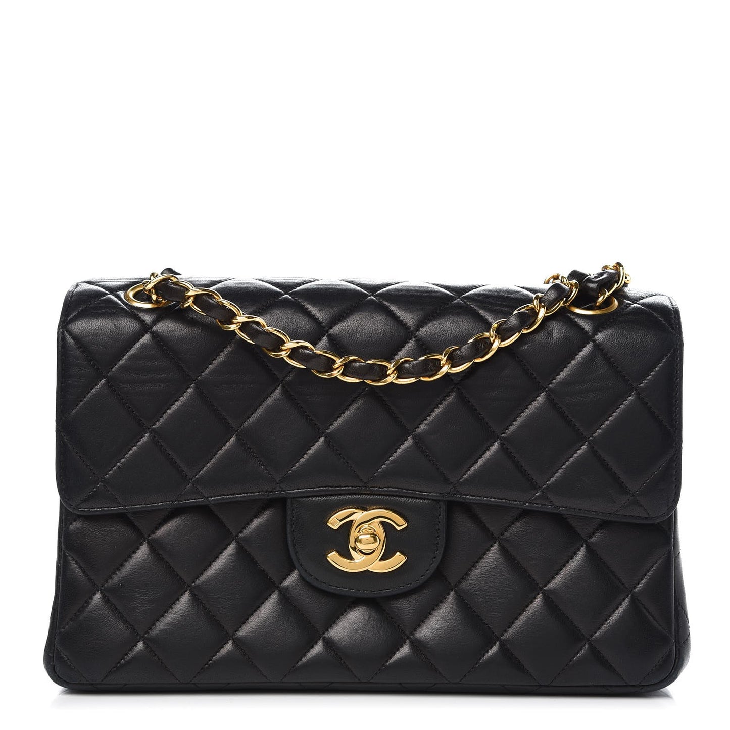 Lambskin Quilted Small Double Sided Flap Black