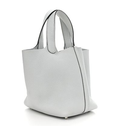 Hermes Taurillon Clemence Picotin Lock 18 PM Bleu Pale 2 of 12