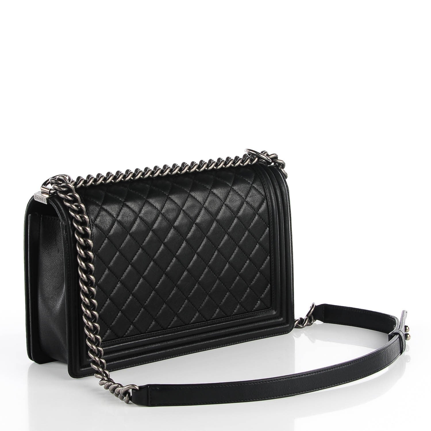 Chanel Metallic Calfskin Quilted New Medium Boy Flap Black 3 of 9