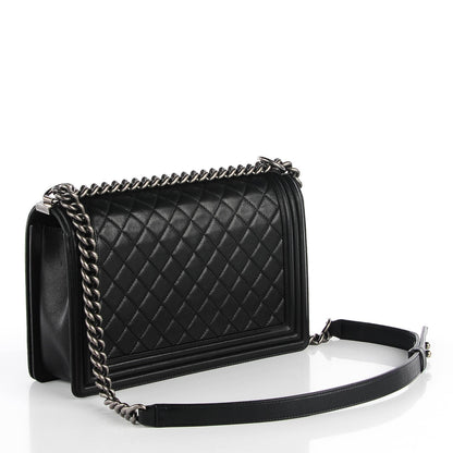 Chanel Metallic Calfskin Quilted New Medium Boy Flap Black 3 of 9