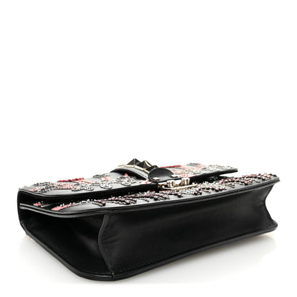 Valentino Garavani Vitello Crystal Loveblade Embellished Medium Glam Lock Rockstud Flap Black 4 of 10