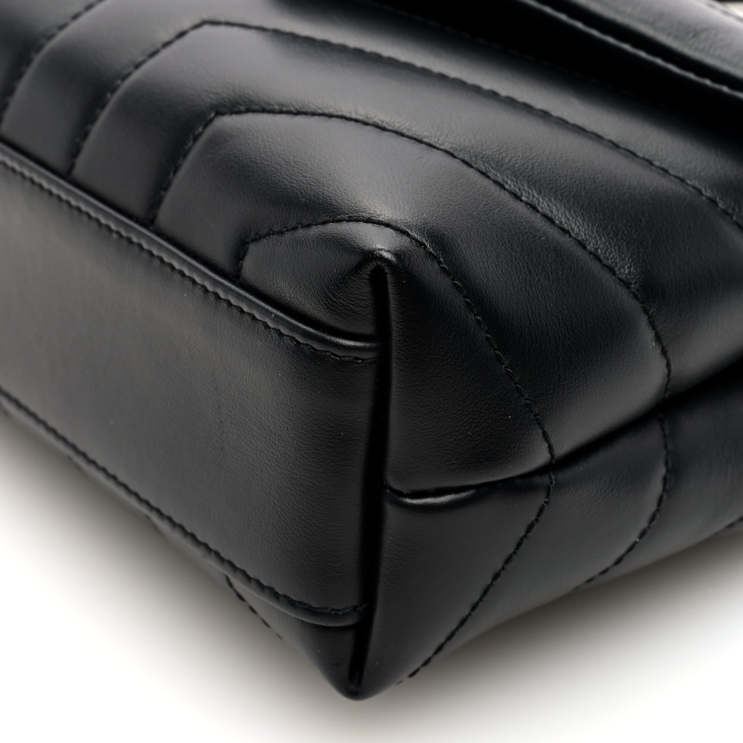 Calfskin Y Quilted Monogram Monochrome Toy Loulou Crossbody Bag Black