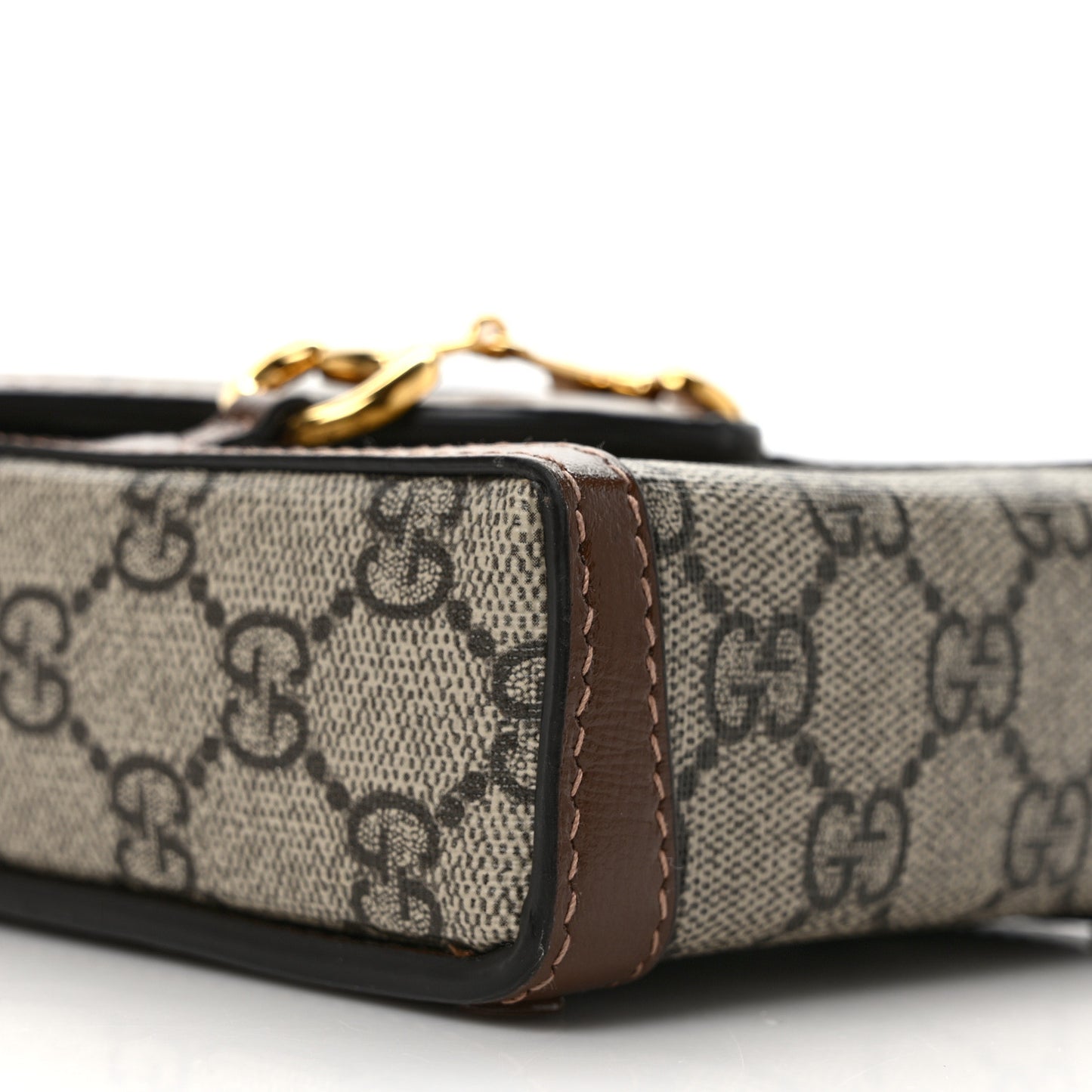 GG Supreme Monogram Mini Horsebit 1955 Crossbody Bag Beige Brown Sugar