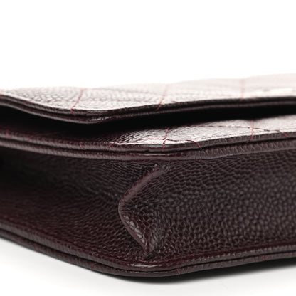 Chanel Caviar Quilted Wallet on Chain WOC Burgundy 10 of 11