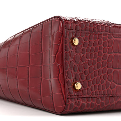 Chanel Calfskin Crocodile Embossed Archetype Small Shopping Tote Burgundy 9 of 11