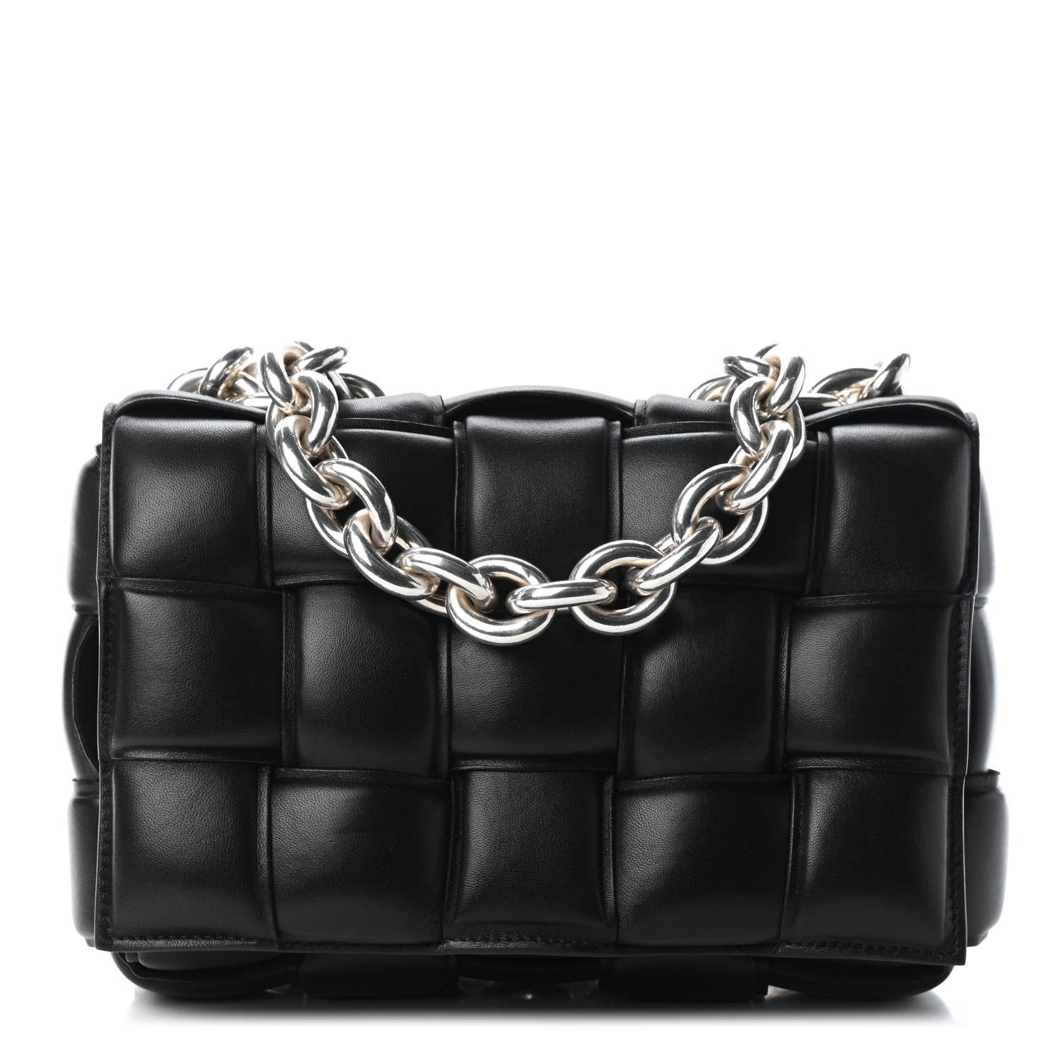 Bottega Veneta Lambskin Maxi Intreccio Padded Chain Cassette Crossbody Bag Black 1 of 8