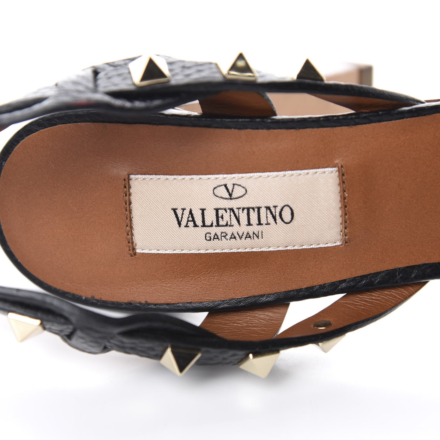 Valentino Garavani Pebbled Calfskin Rockstud Ankle Strap Sandals 38 Black 8 of 9