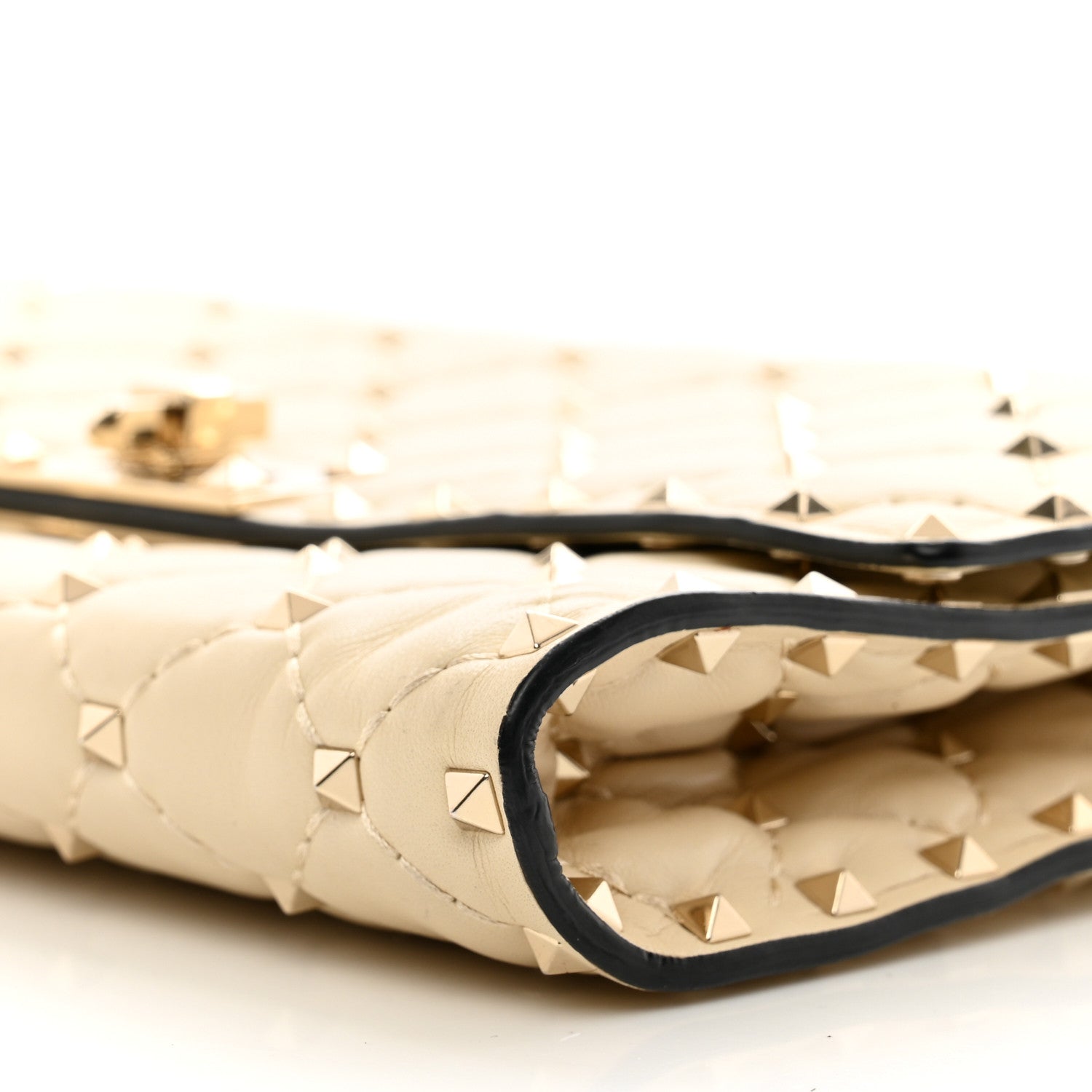 Valentino Garavani Lambskin Rockstud Spike Wallet on Chain Light Ivory 9 of 10