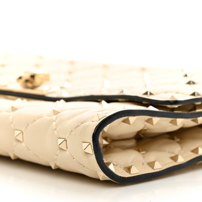Valentino Garavani Lambskin Rockstud Spike Wallet on Chain Light Ivory 9 of 10
