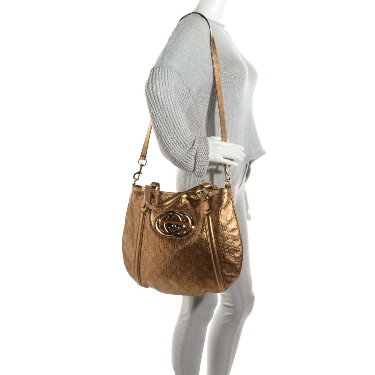 Guccissima Medium Britt Tote Gold