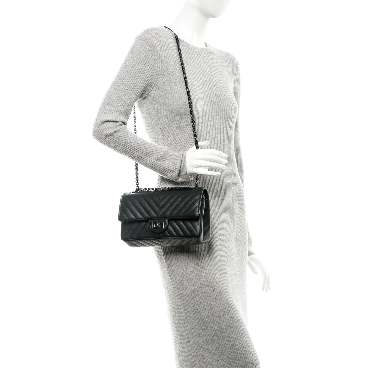 Sheepskin Chevron Quilted 2.55 Reissue 225 Double Flap So Black