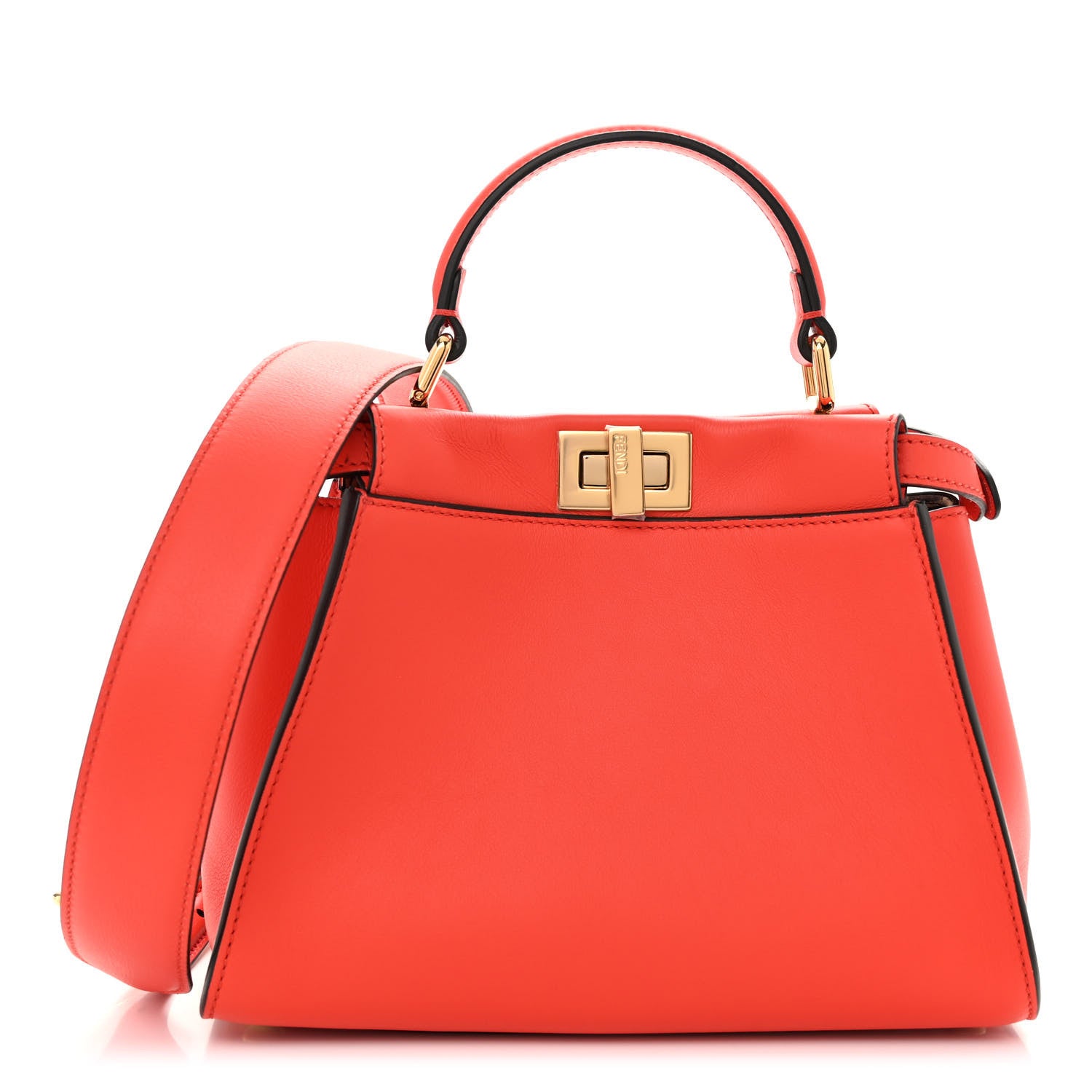Fendi Vitello Seta Suede FF Mini Peekaboo Iconic Satchel Tulipano Miele Moro 1 of 10