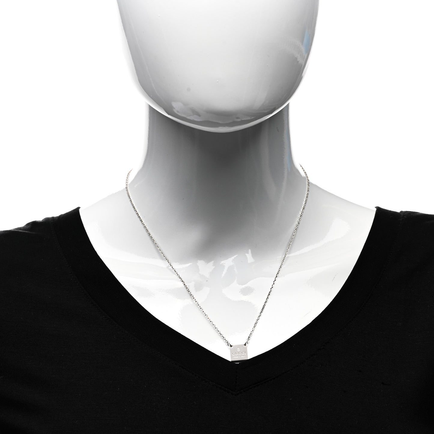 Sterling Silver Logo Square Tag Necklace