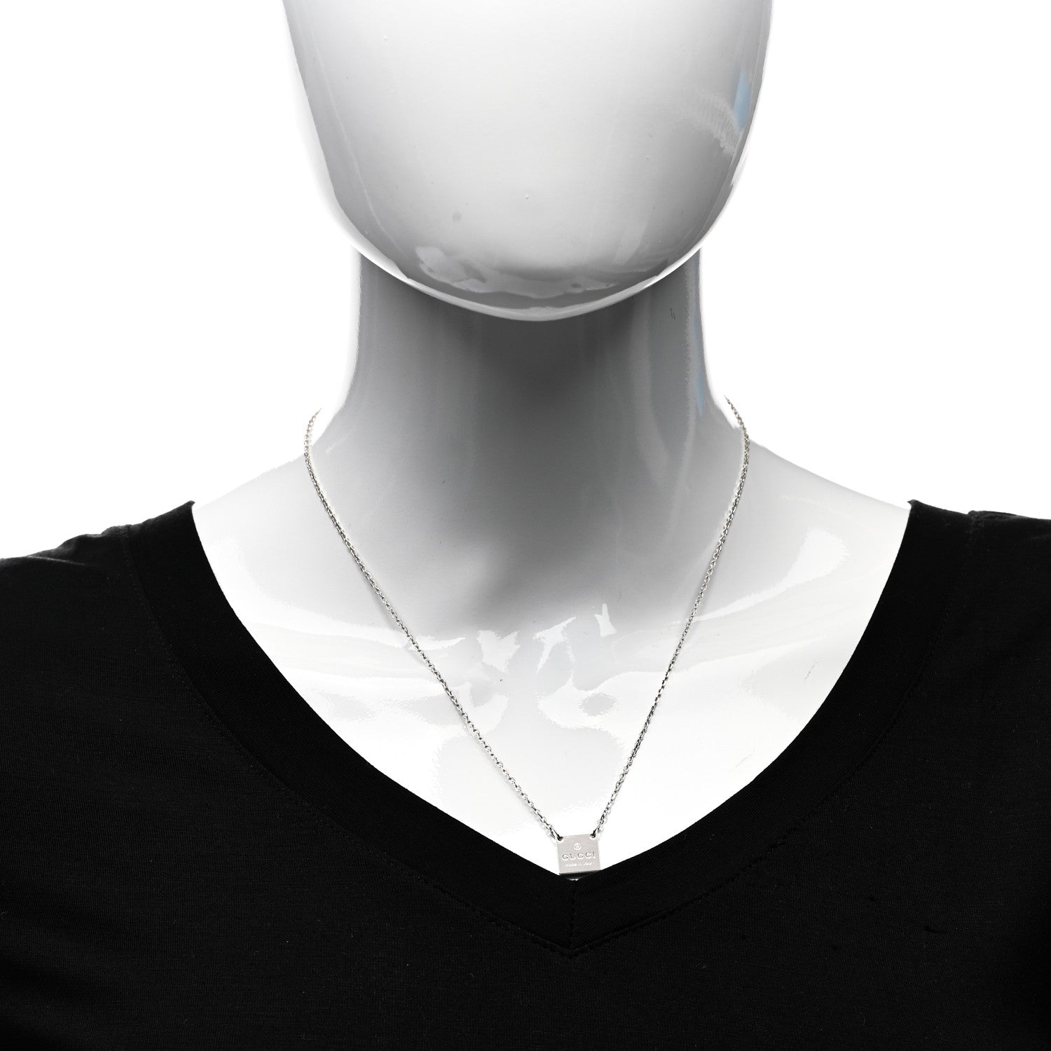 Gucci Sterling Silver Logo Square Tag Necklace 2 of 4