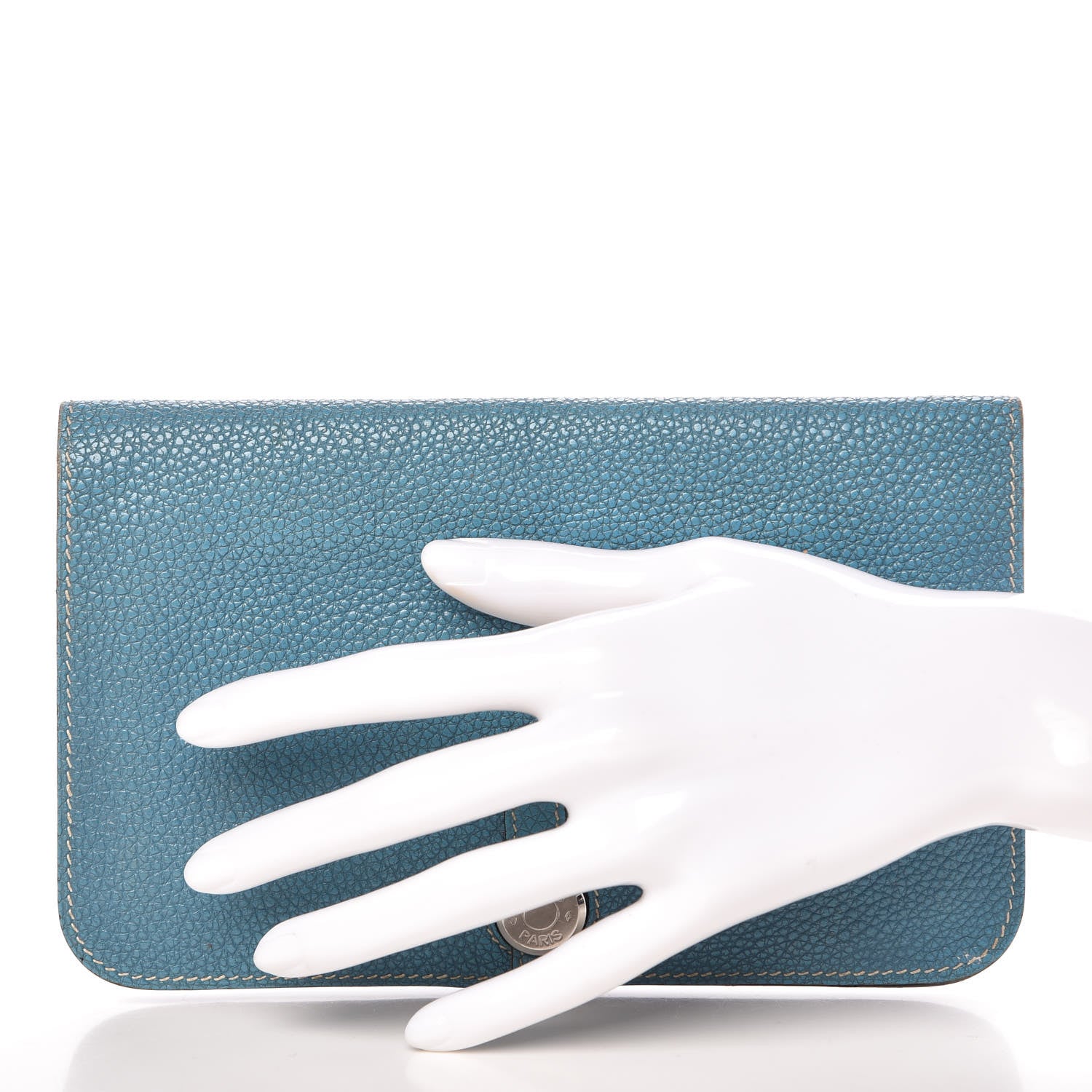 Hermes Togo Dogon Duo Wallet Blue Jean 2 of 24