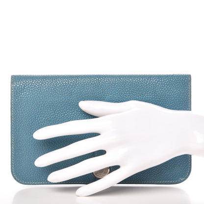 Hermes Togo Dogon Duo Wallet Blue Jean 2 of 24
