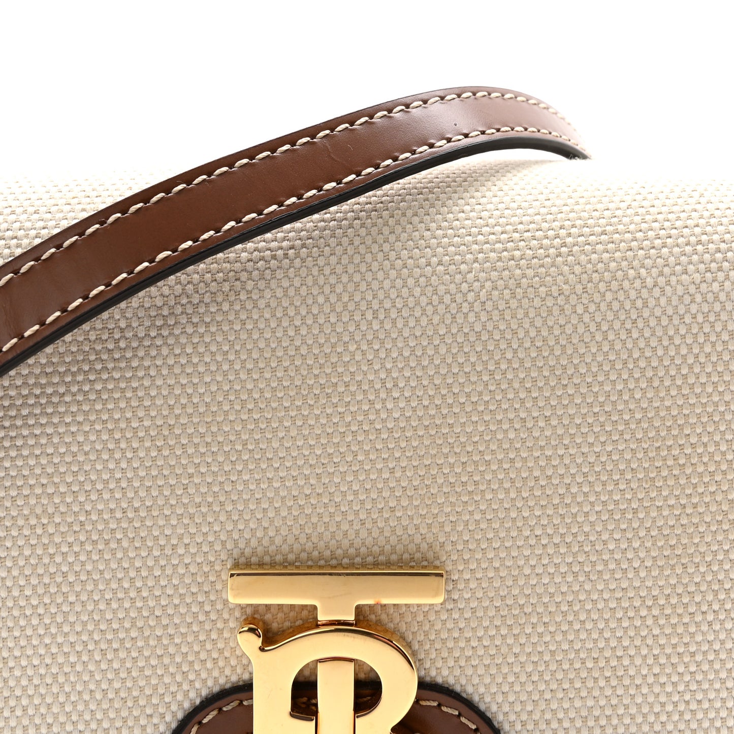Canvas Calfskin Mini TB Bag Natural Malt Brown
