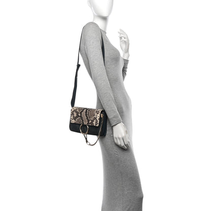 Chloe Python Calfskin Small Faye Shoulder Bag Blue 2 of 10