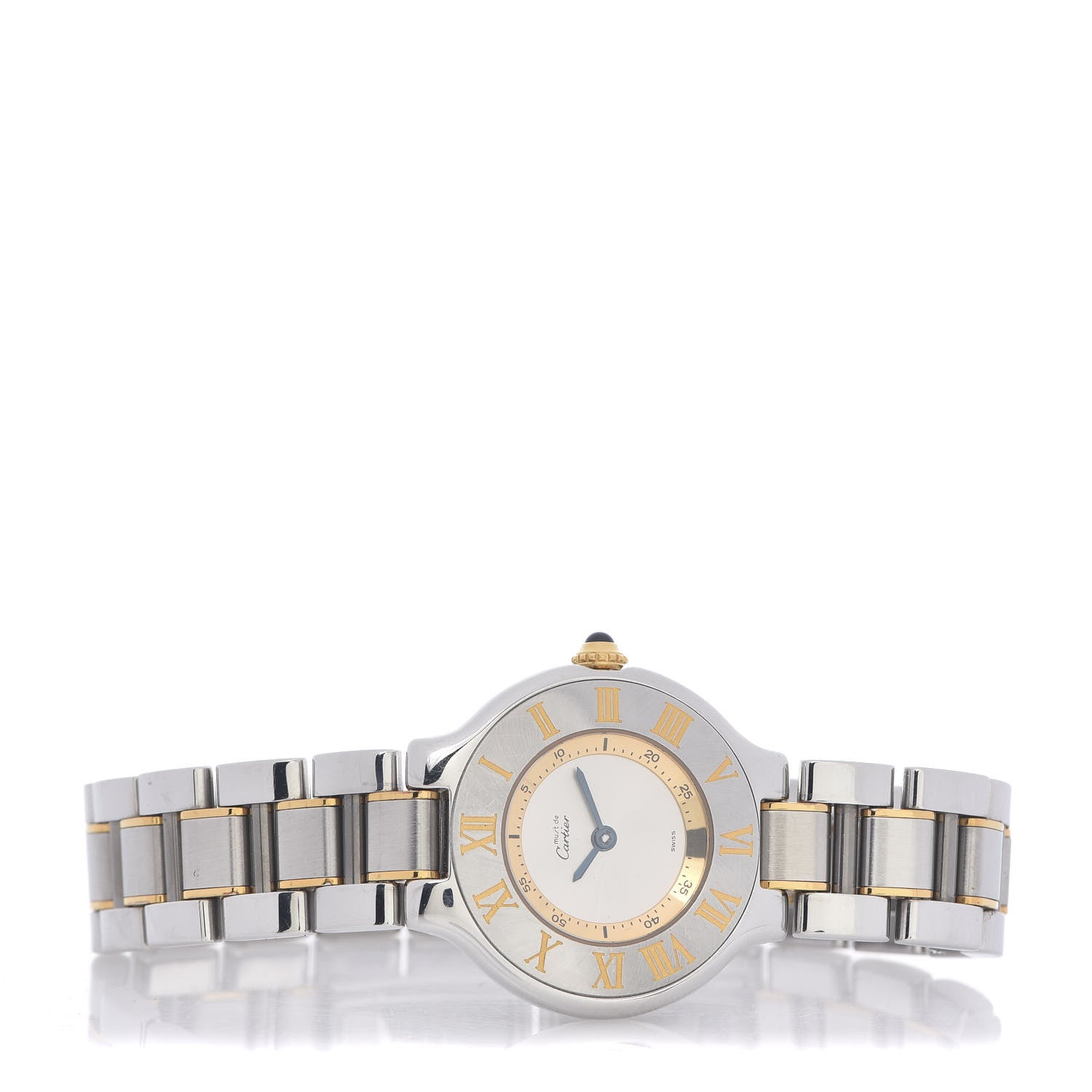 Cartier Stainless Steel 18K Yellow Gold 28mm Must De 21 Quartz Watch 3 of 5