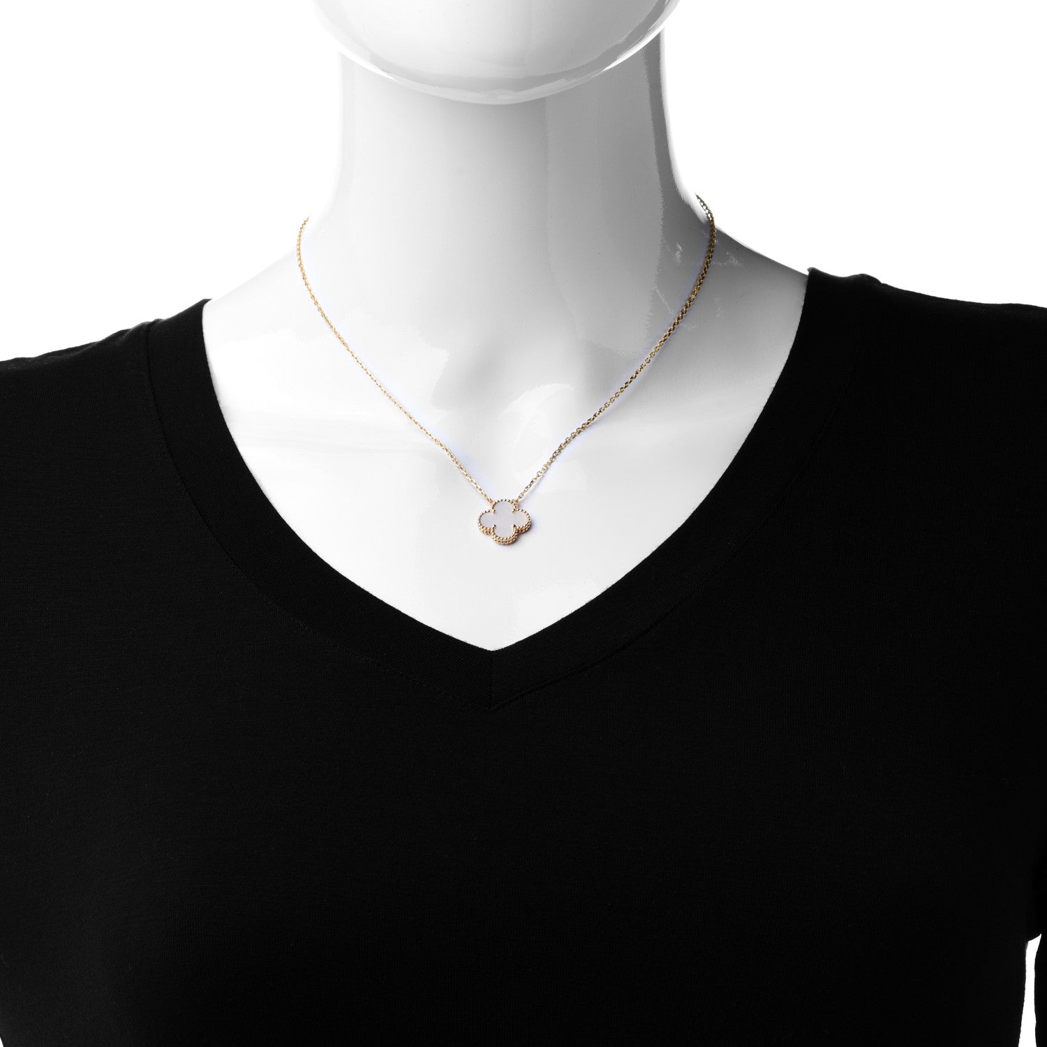 Van Cleef & Arpels 18K Yellow Gold Mother of Pearl Vintage Alhambra Pendant Necklace 2 of 7