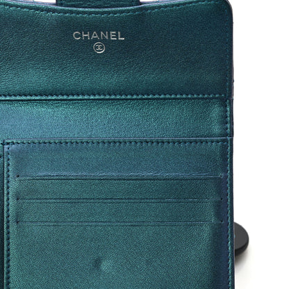 Chanel Metallic Lambskin Quilted Compact Flap Wallet Turquoise 9 of 10