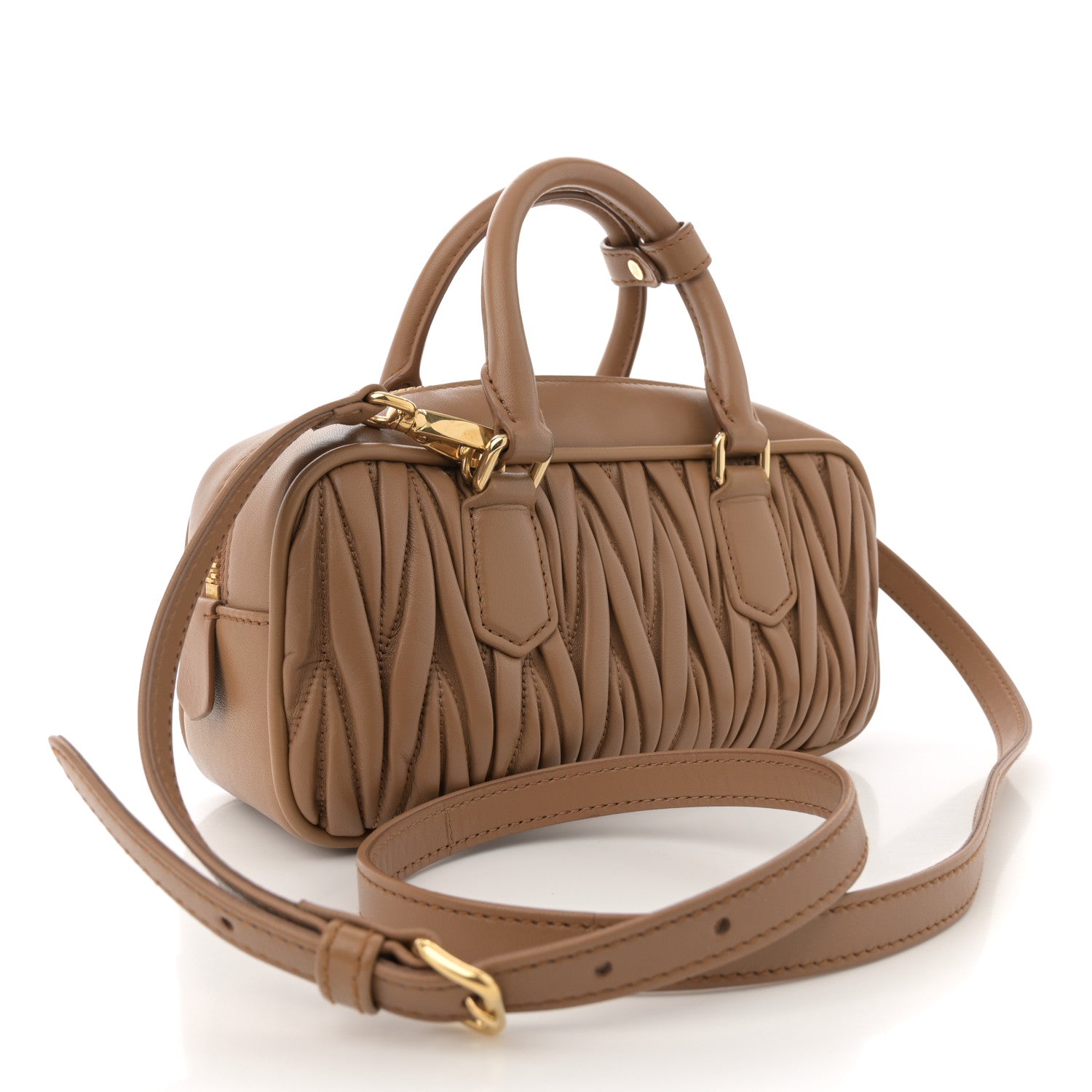 Miu Miu Nappa Matelasse Regular Arcadie Top Handle Bag Caramel 3 of 13