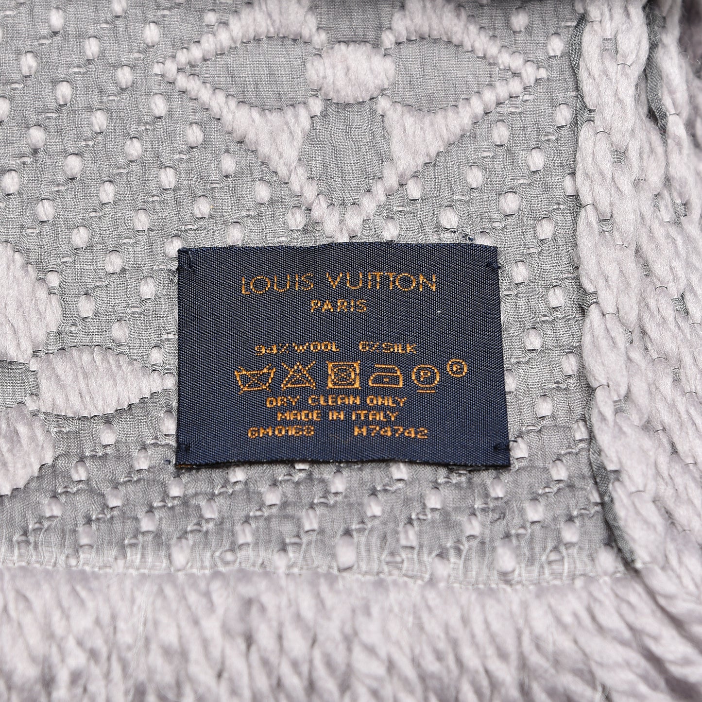 Wool Silk Logomania Scarf Pearl Grey