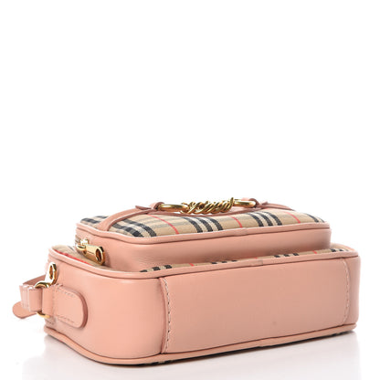 Burberry Smooth Calfskin 1983 Knight Check Link Camera Bag Peach 4 of 9