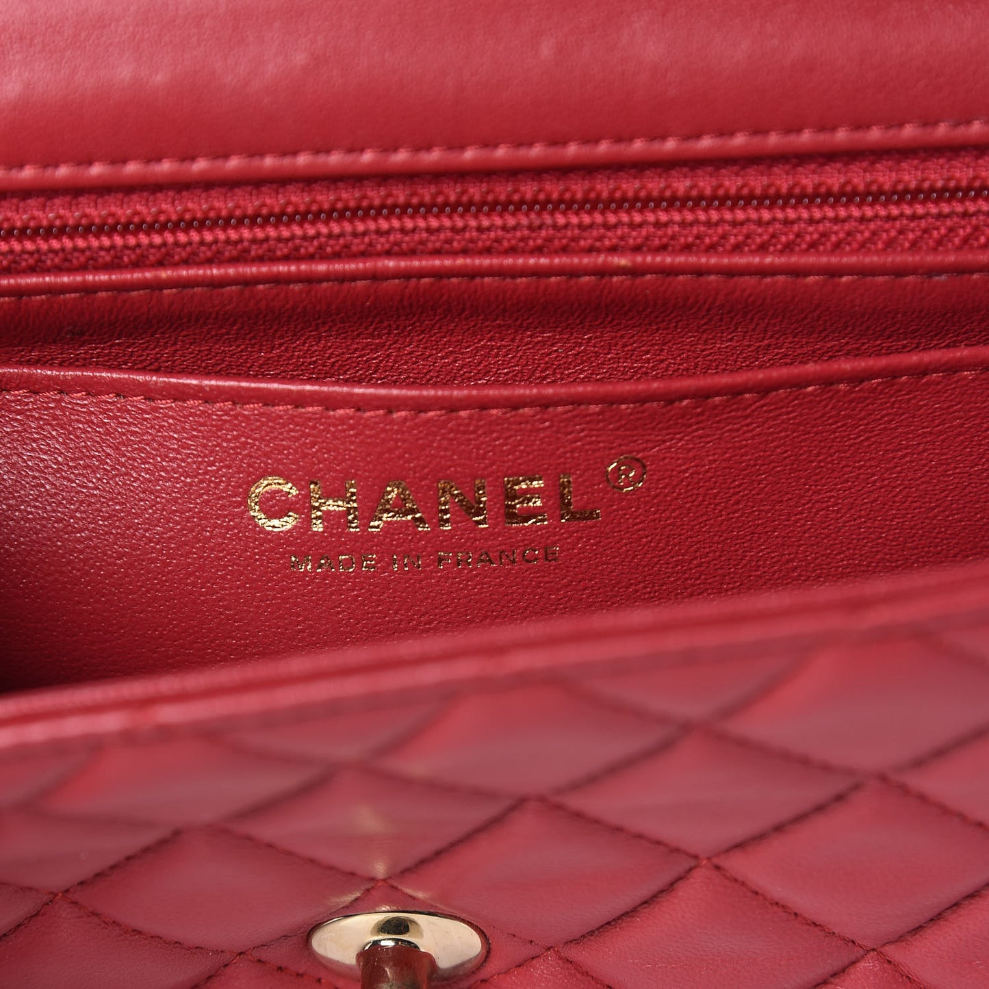 Lambskin Quilted Mini Rectangular Flap Red