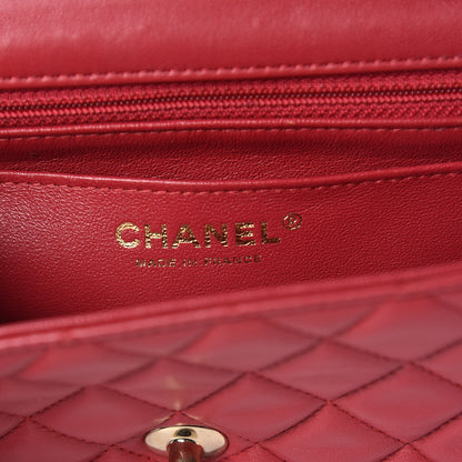 Chanel Lambskin Quilted Mini Rectangular Flap Red 6 of 17