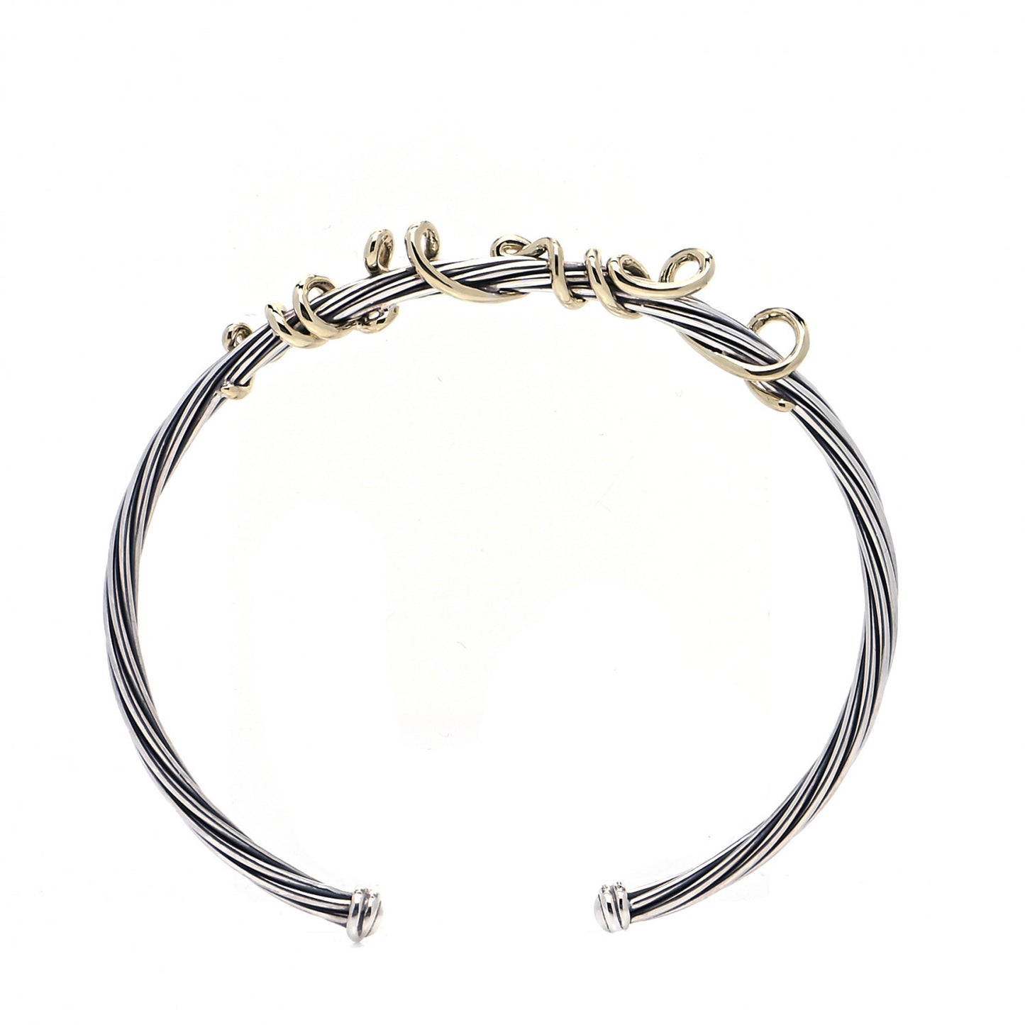 Sterling Silver 14K Yellow Gold DY Whispers I Love You Bracelet