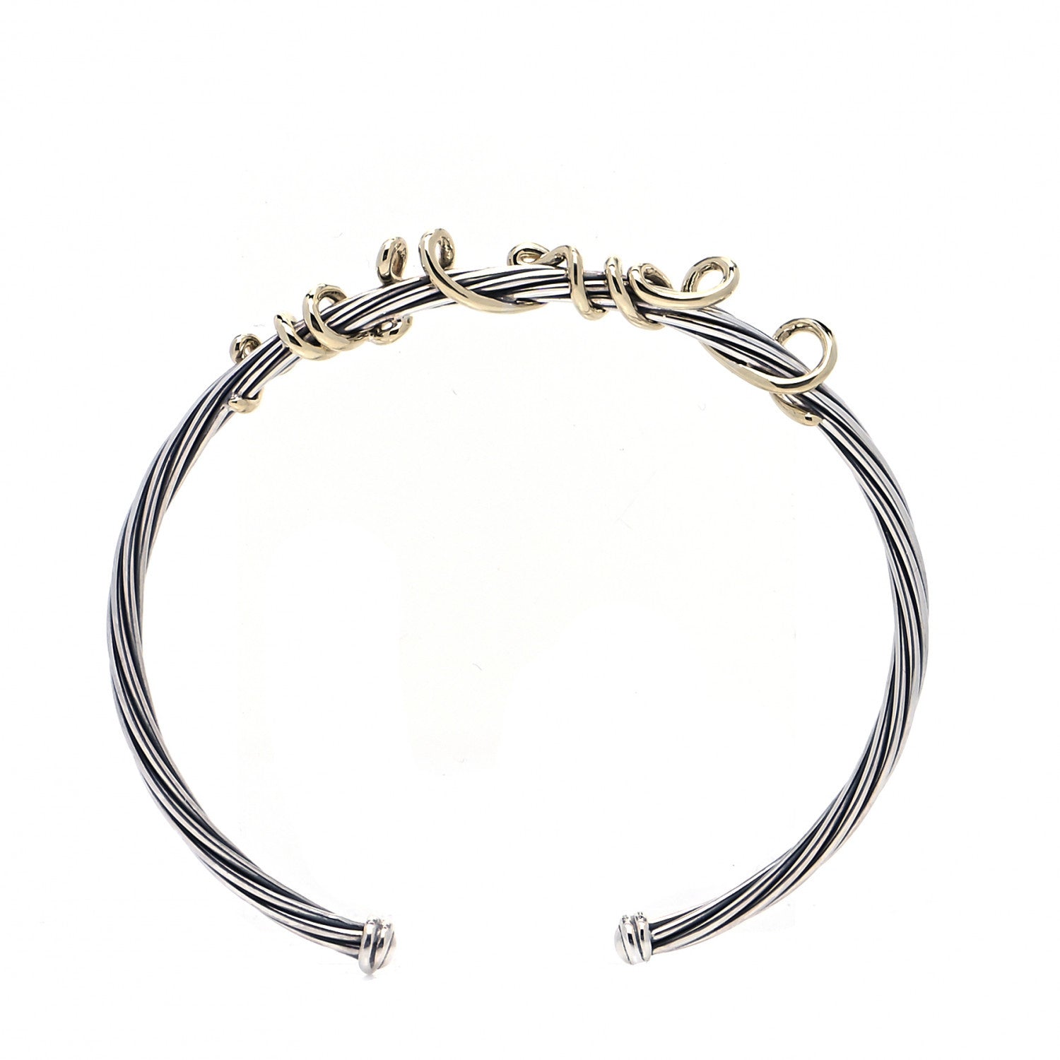 David Yurman Sterling Silver 14K Yellow Gold DY Whispers I Love You Bracelet 3 of 8