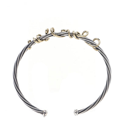 David Yurman Sterling Silver 14K Yellow Gold DY Whispers I Love You Bracelet 3 of 8