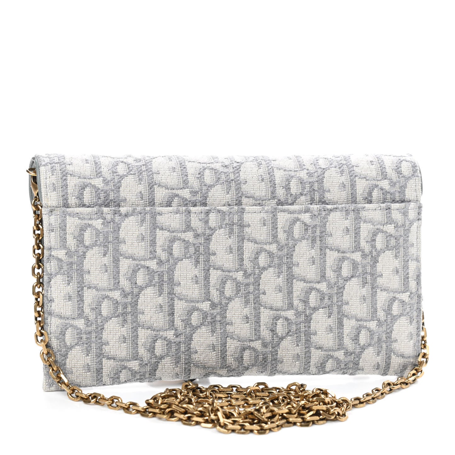Oblique Saddle Chain Long Wallet Grey