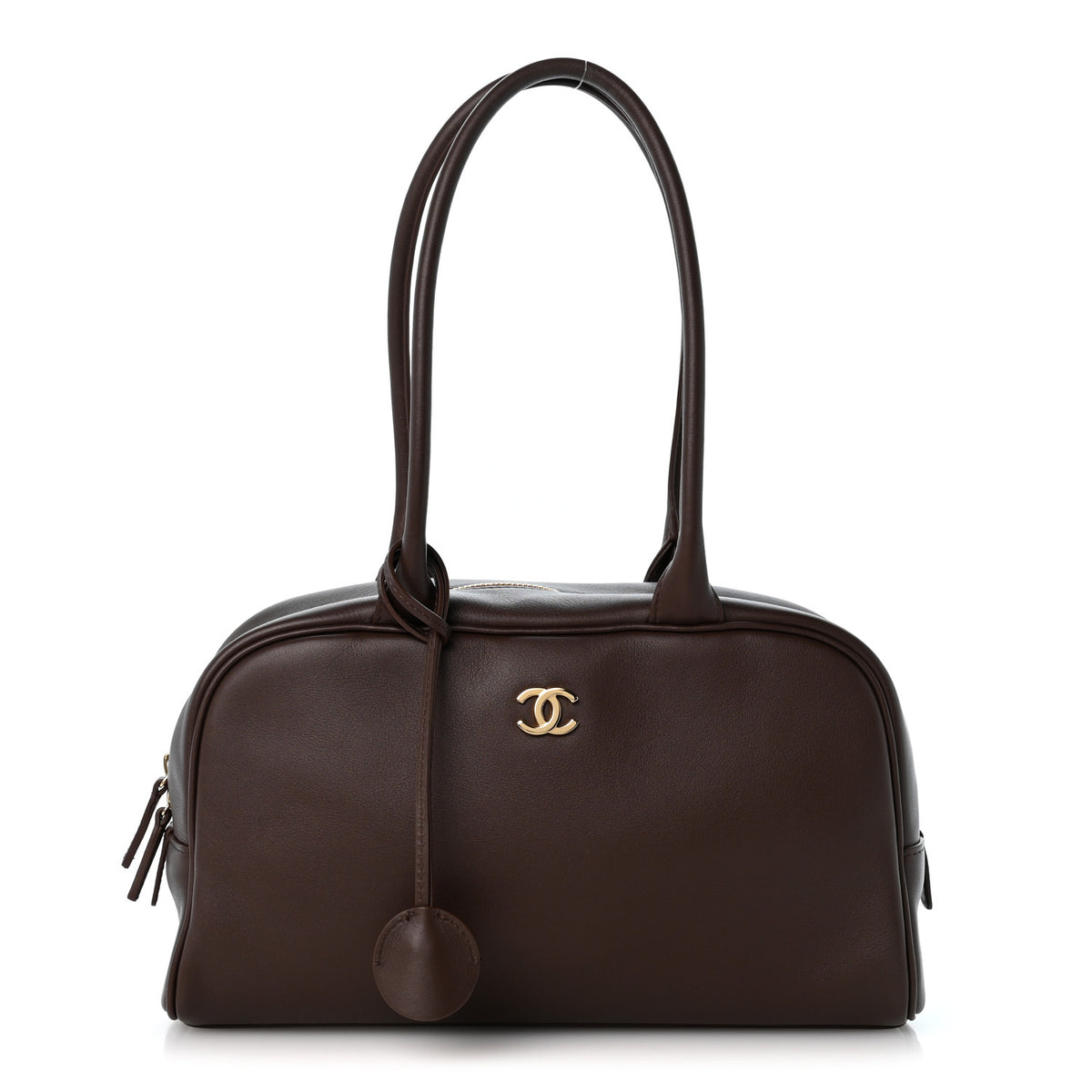 Chanel Calfskin Large Perfect Bowling Bag Dark Brown 1 of 10