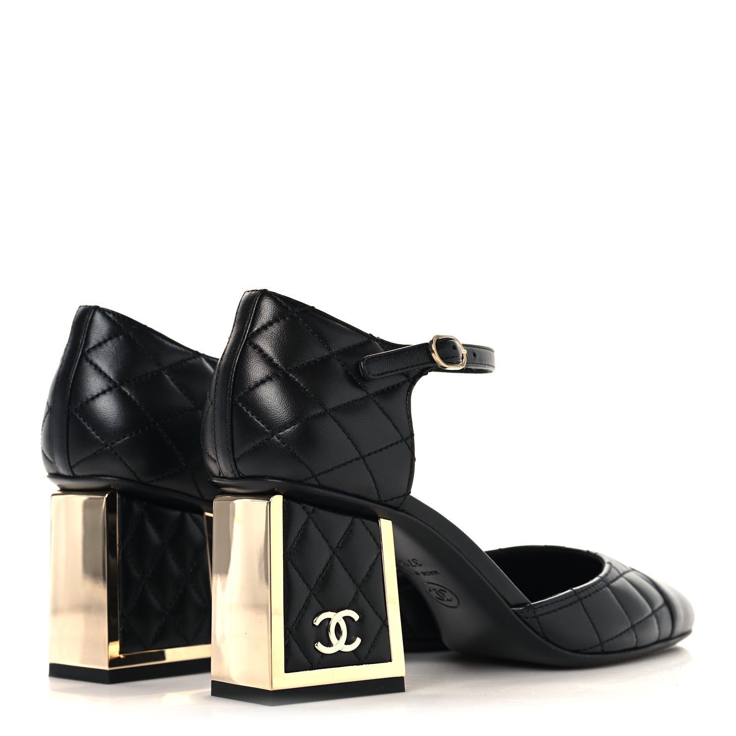 Chanel Lambskin Quilted Cap Toe Mary Jane Pumps 37.5 Black 5 of 10