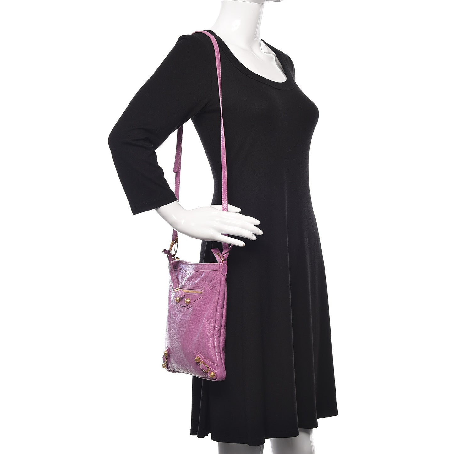 Agneau Giant 12 Gold Hardware Flat Crossbody Rose Berlingot