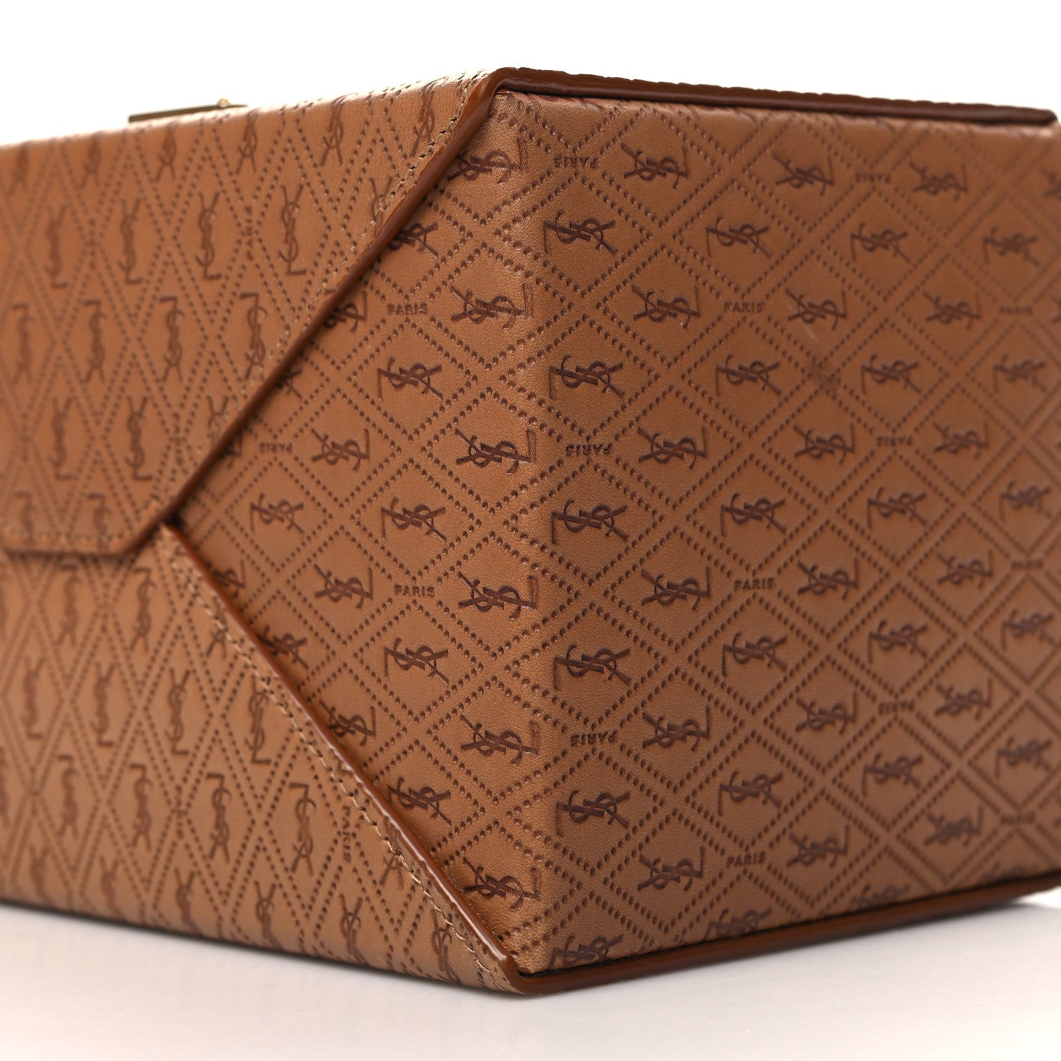 Saint Laurent Calfskin Monogram Take Away Box Dusty Vintage Brown Gold 10 of 11