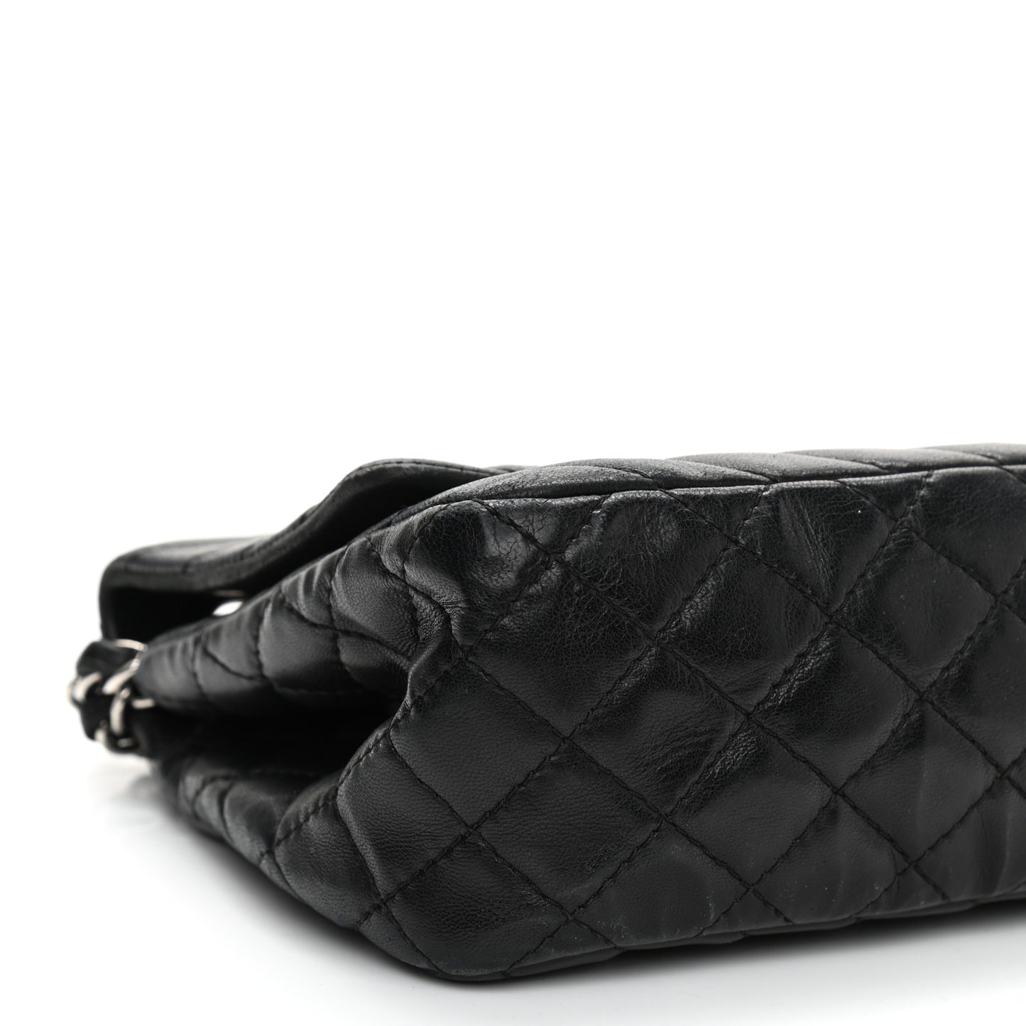 Lambskin Chevron Quilted Single Flap Black