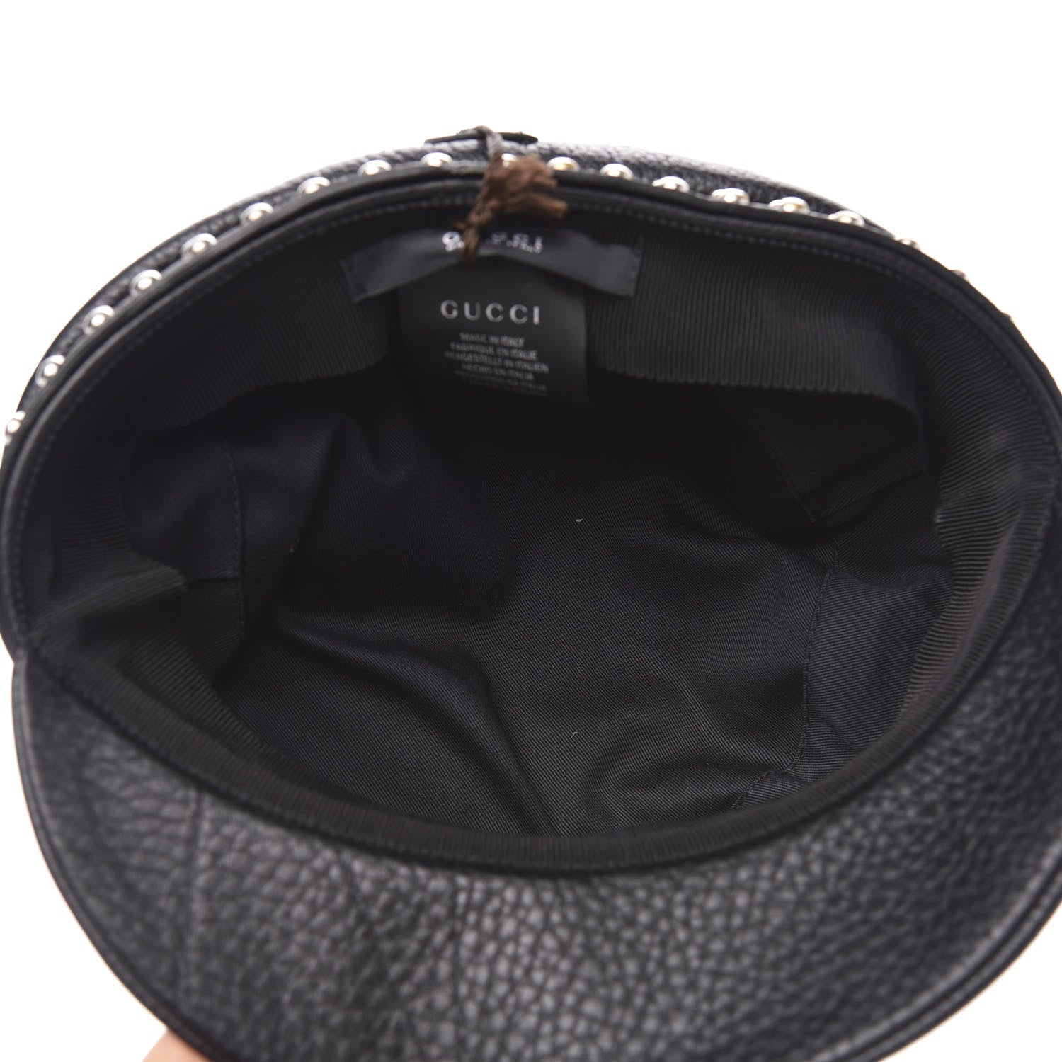 Gucci Calfskin Studded Cellarius Hat L Black 6 of 6