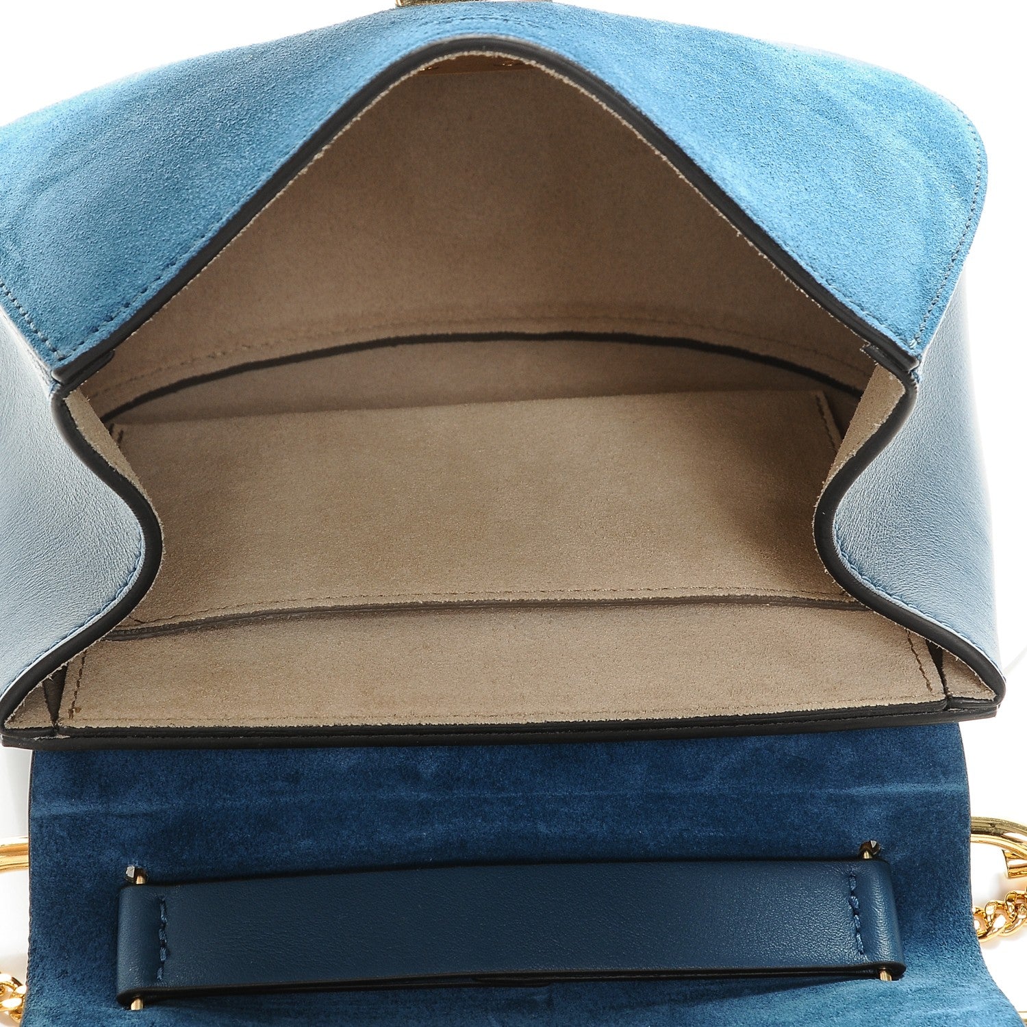 Chloe Suede Smooth Calfskin Mini Drew Shoulder Bag Majolica Blue 5 of 6