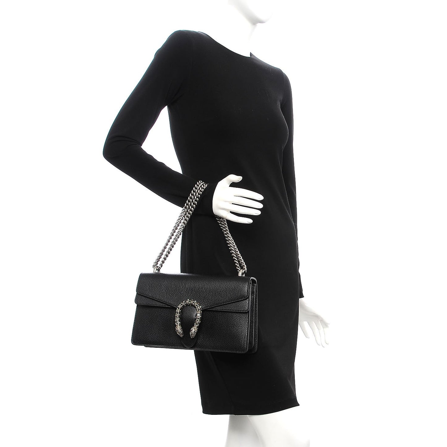 Pebbled Calfskin Small Dionysus Shoulder Bag Black