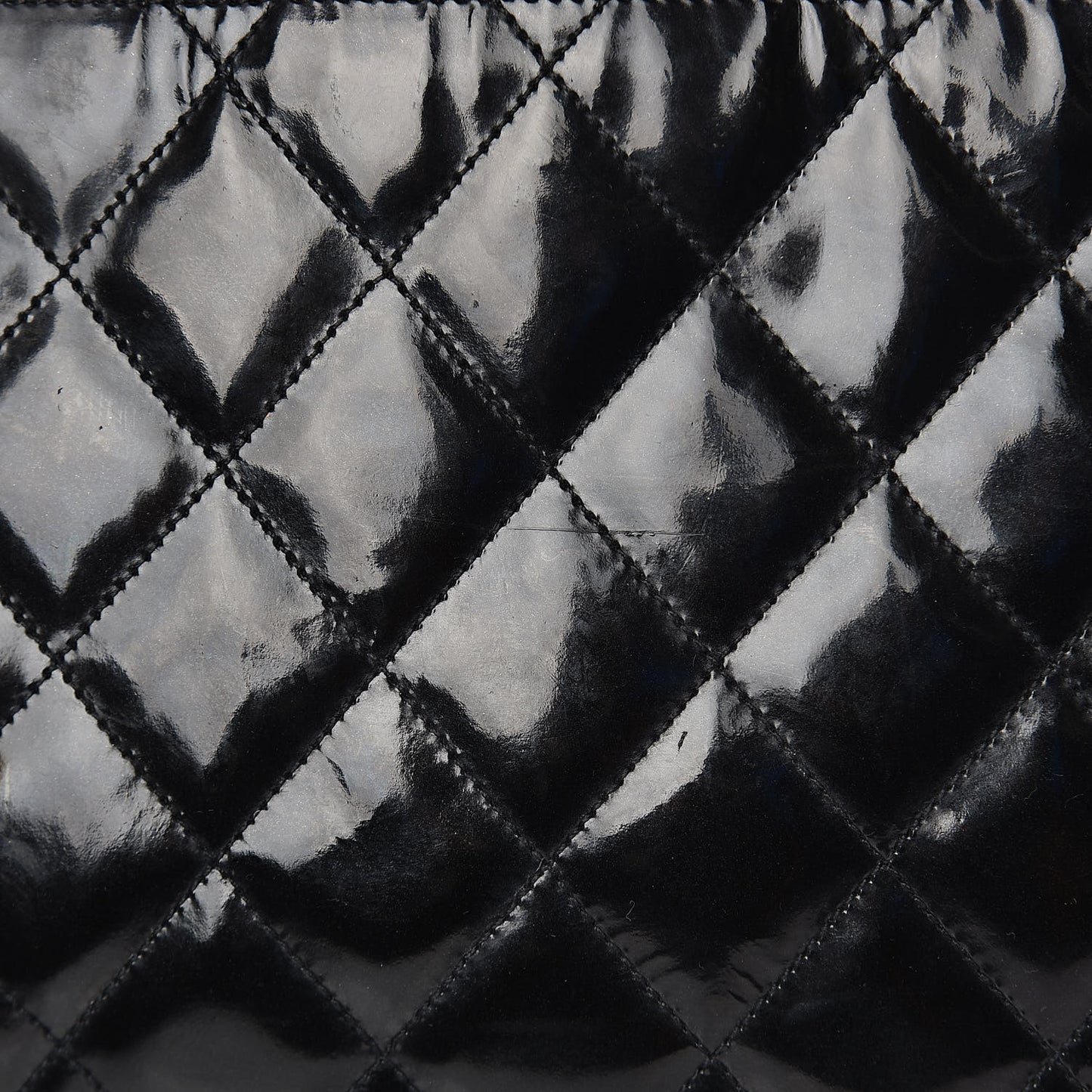 Patent Quilted Tote Black