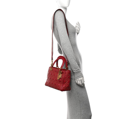 Christian Dior Calfskin Cannage Studded Medium Supple Lady Dior Red 2 of 12