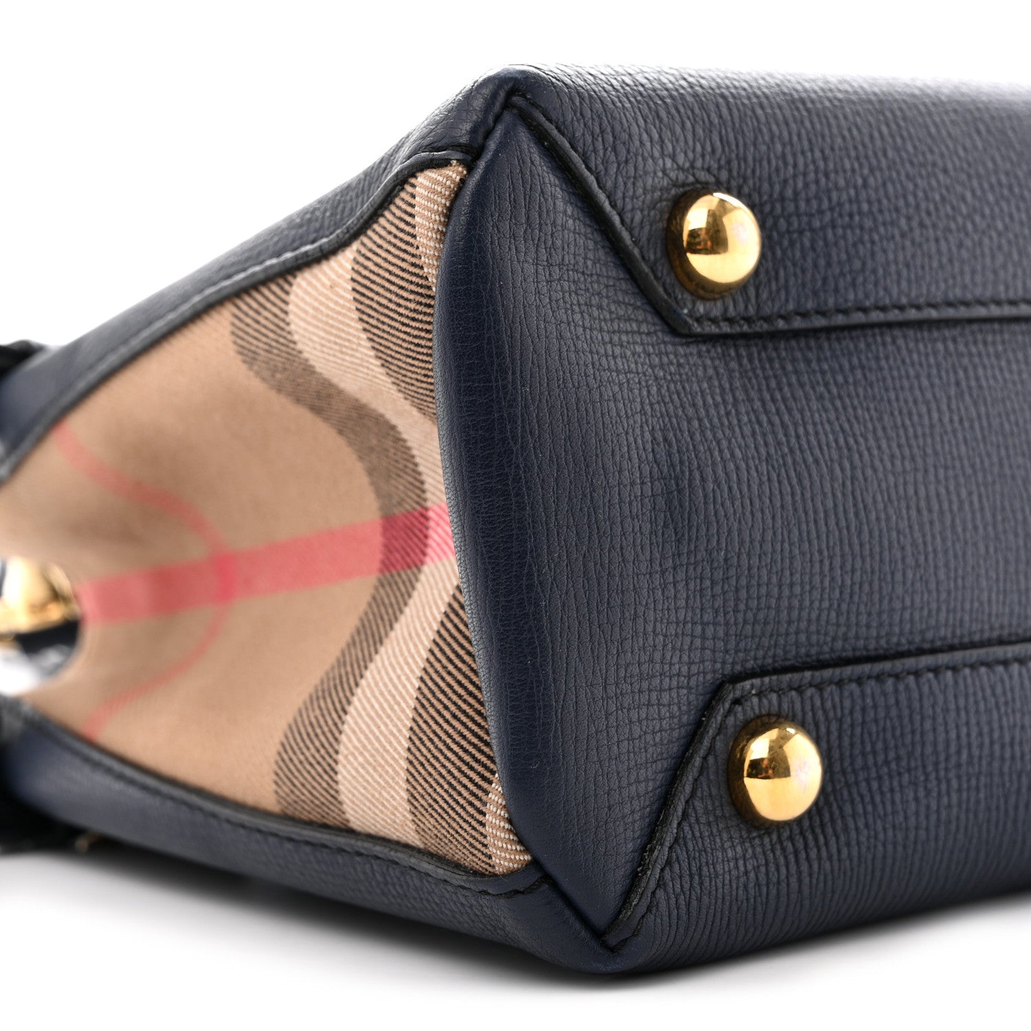 Burberry Grainy Calfskin House Check Small Banner Tote Ink Blue 8 of 12