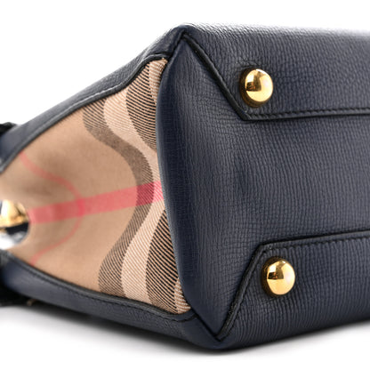 Burberry Grainy Calfskin House Check Small Banner Tote Ink Blue 8 of 12