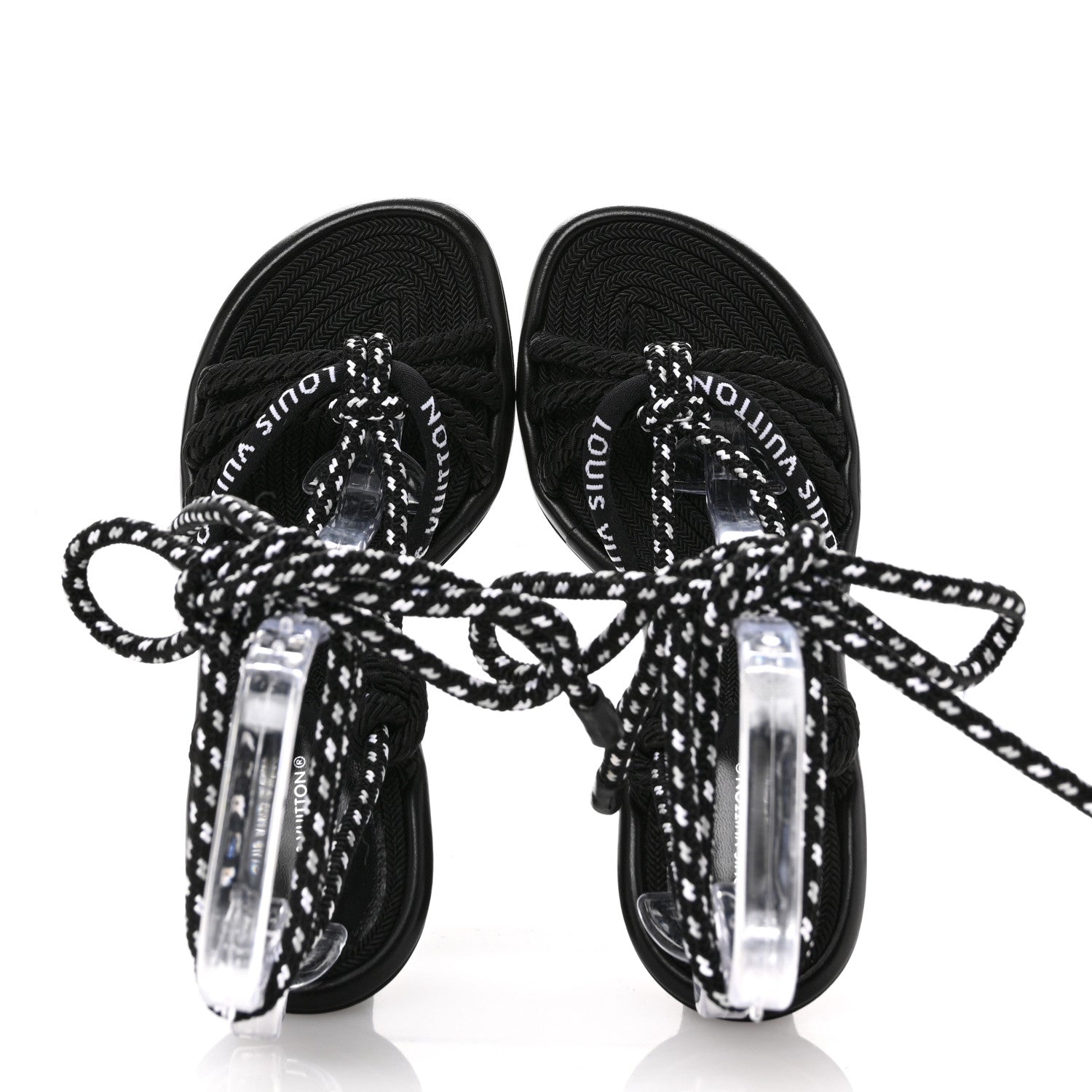 Louis Vuitton Fabric Maia Rope Wedge Sandal 38 Black 2 of 8